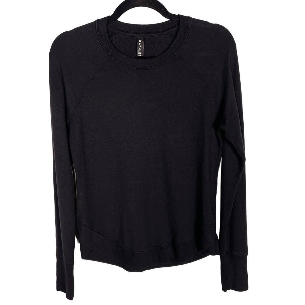 Athleta XXS Black Mindset Sweatshirt Pullover Modal Stretch Crew Neck Nirvana